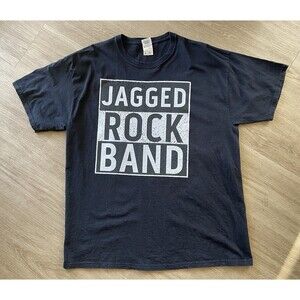 Vintage Fruit of the Loom Black Jagged Rock Band Tee Shirt Y2k 90s Size XL